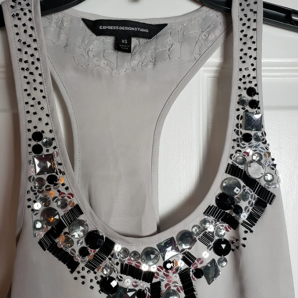 Express Design Studio Jewel Embellished Razorback Tank - Picture 3 of 8